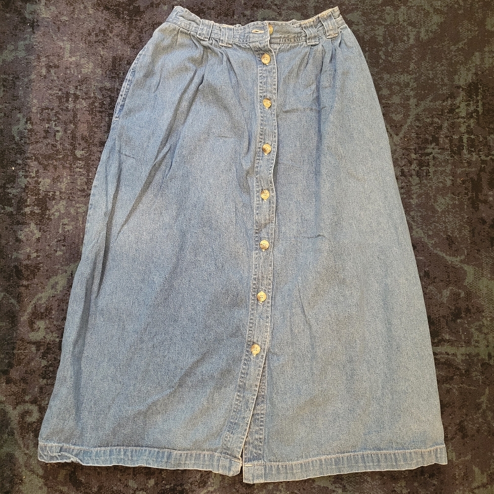 Original Ty Wear denim midi skirt - 100% cotton. Size 10P.